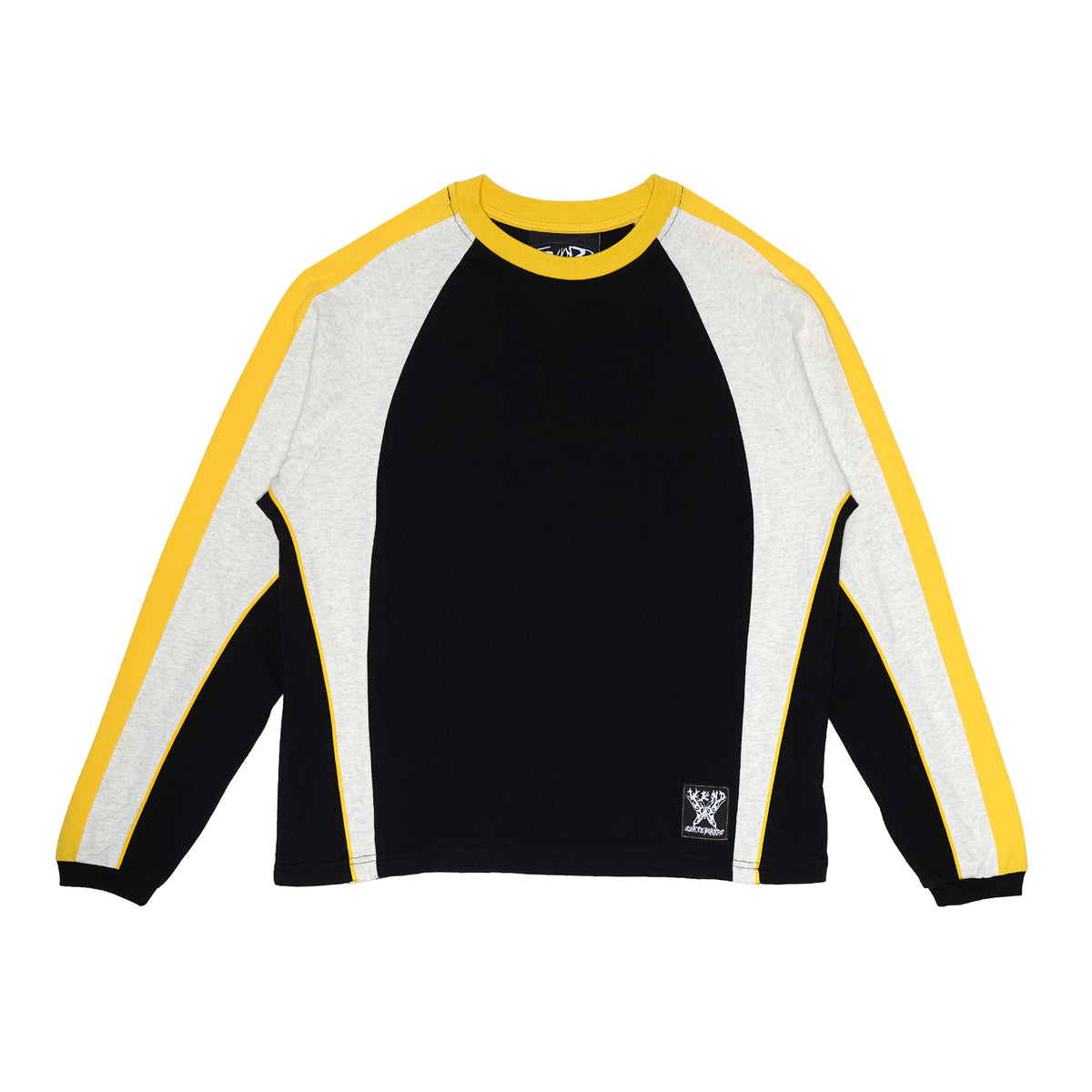 トップス PANEL BORDER S/S T-SHIRT BLACK L Sundek t-shirt with rubber patch M168TEJS700-00400 – SUNDEK
